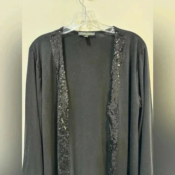 Black Sequin Open Front Cardigan - Park & Main - Size 2X - Picture 8 of 8